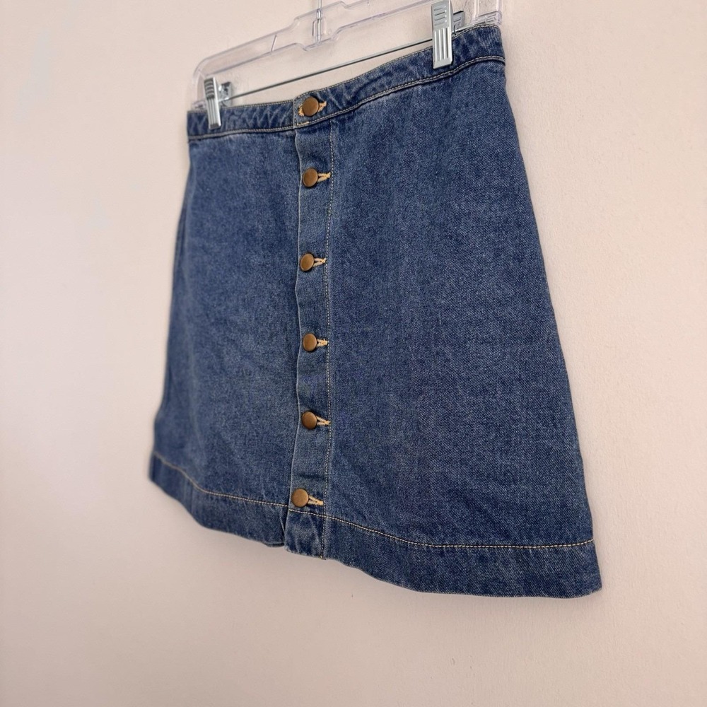 American Apparel Denim Mini Skirt Button Front Medium Stone Wash Indigo Blue M - Picture 4 of 8